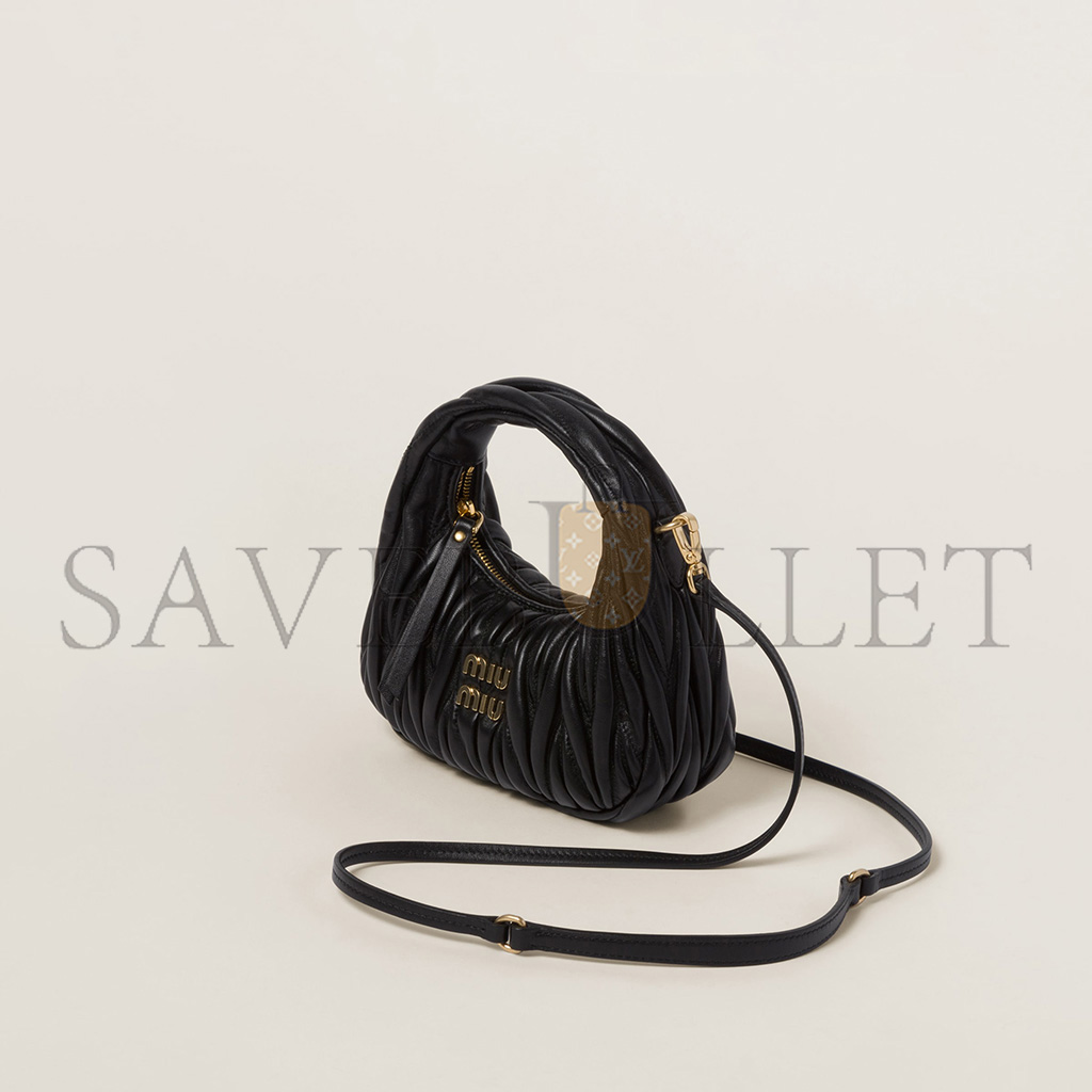 MIU MIU WANDER MATELASSÉ NAPPA LEATHER HOBO MINI-BAG 5BP078 (17.5*14*5.5cm)